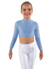 Solid Lycra LS Crew Neck Crop Top