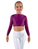 Solid Lycra LS Crew Neck Crop Top