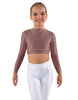 Solid Lycra LS Crew Neck Crop Top
