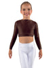 Solid Lycra LS Crew Neck Crop Top