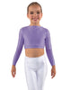 Solid Lycra LS Crew Neck Crop Top