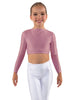 Solid Lycra LS Crew Neck Crop Top