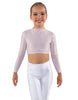 Solid Lycra LS Crew Neck Crop Top