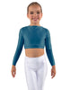 Solid Lycra LS Crew Neck Crop Top