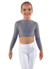 Solid Lycra LS Crew Neck Crop Top