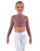 Solid Lycra LS Crew Neck Crop Top