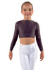 Solid Lycra LS Crew Neck Crop Top