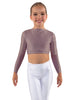 Solid Lycra LS Crew Neck Crop Top