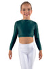 Solid Lycra LS Crew Neck Crop Top