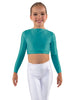 Solid Lycra LS Crew Neck Crop Top