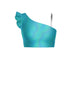Hologram One Shoulder Crop Top With Gather Sleeve