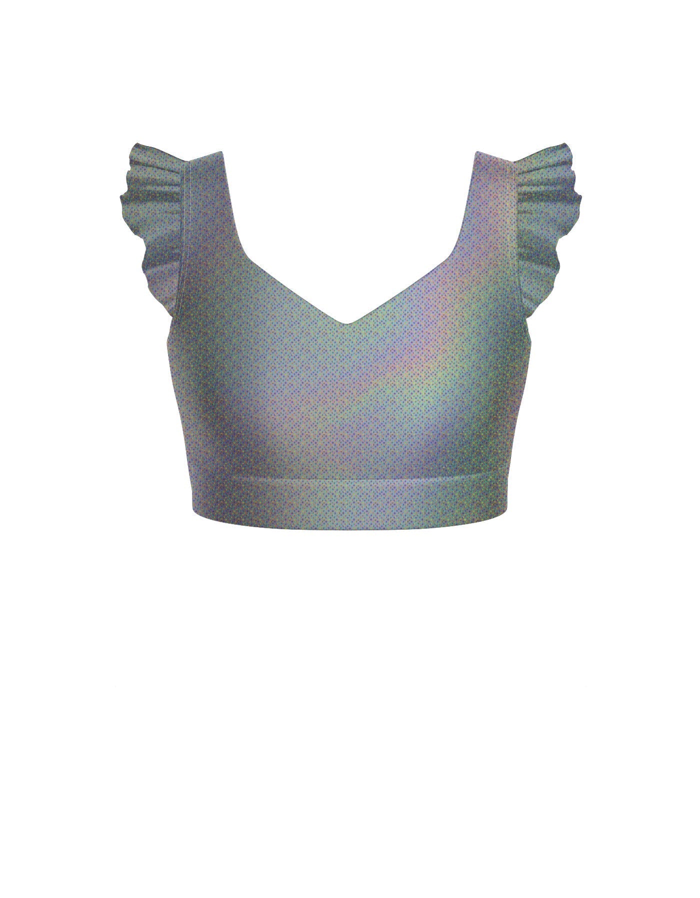 Hologram Sweetheart Crop Top Gather Sleeve