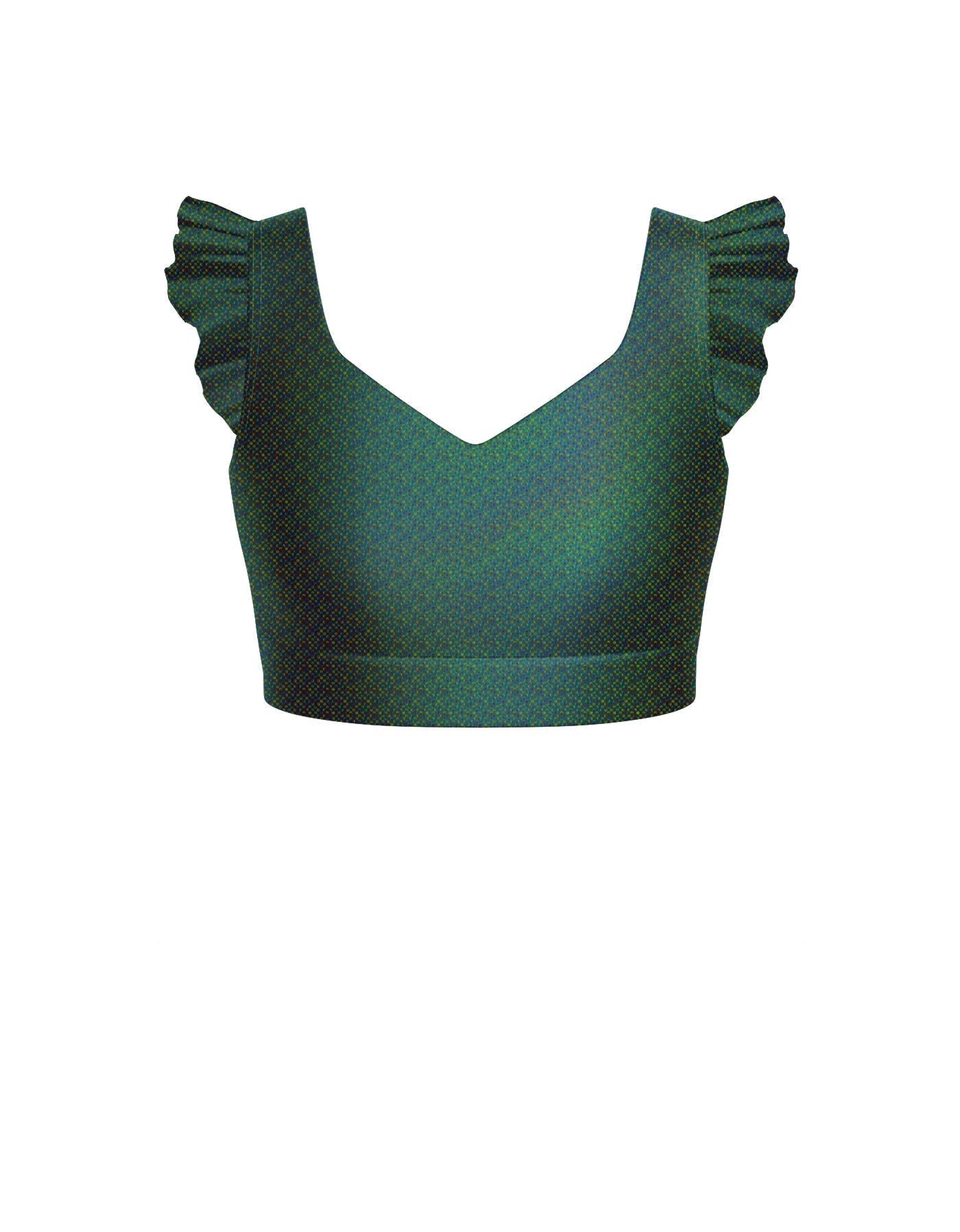 Hologram Sweetheart Crop Top Gather Sleeve