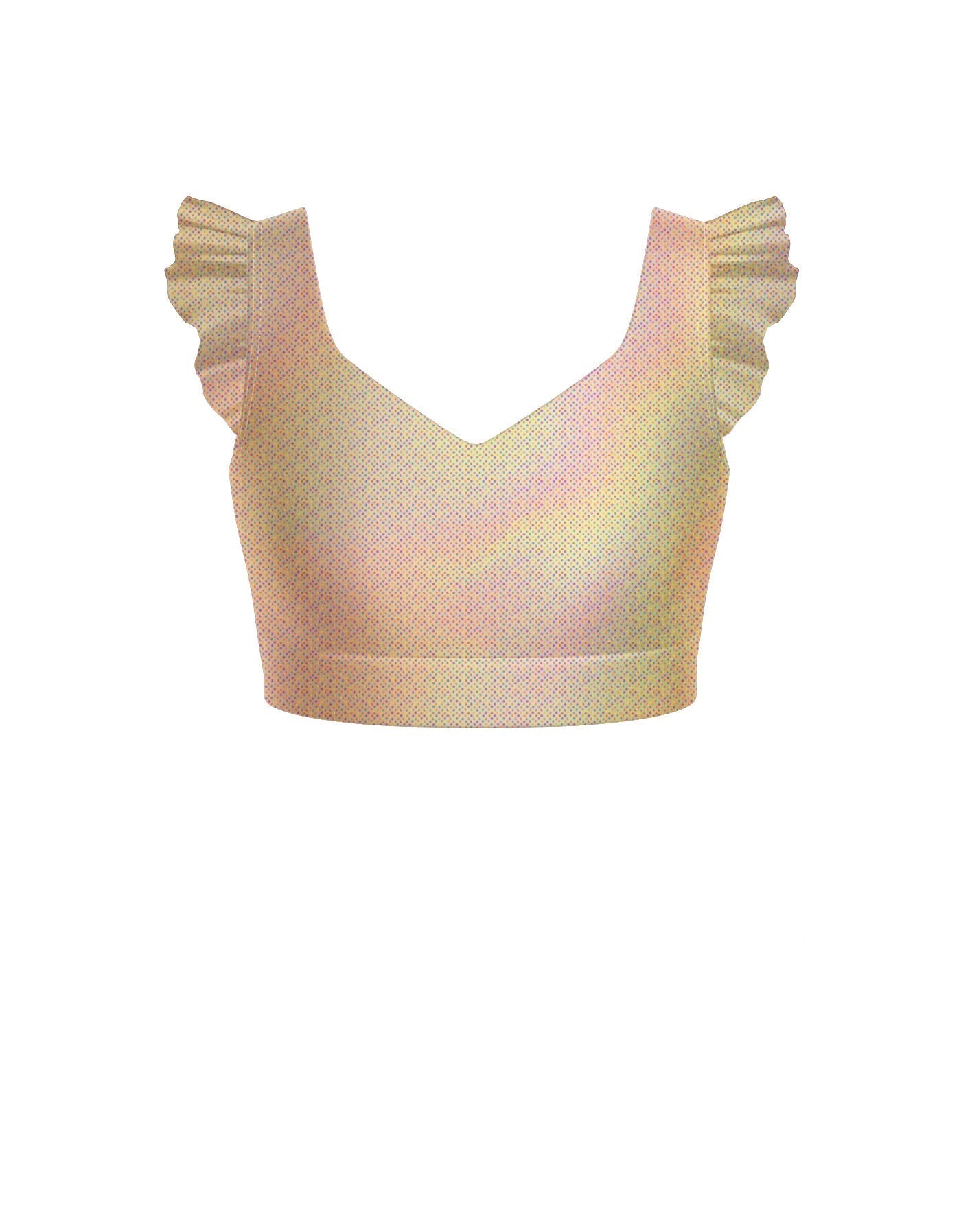 Hologram Sweetheart Crop Top Gather Sleeve