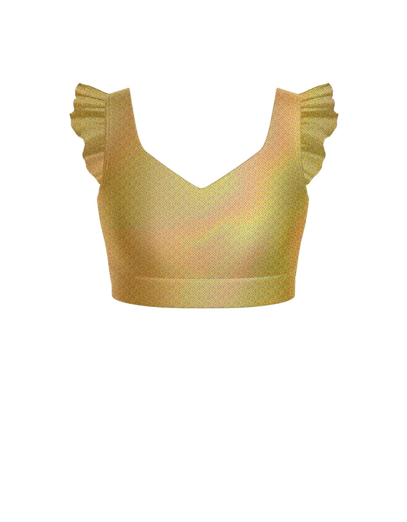 Hologram Sweetheart Crop Top Gather Sleeve