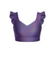 Hologram Sweetheart Crop Top Gather Sleeve