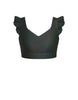Hologram Sweetheart Crop Top Gather Sleeve