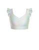 Hologram Sweetheart Crop Top Gather Sleeve