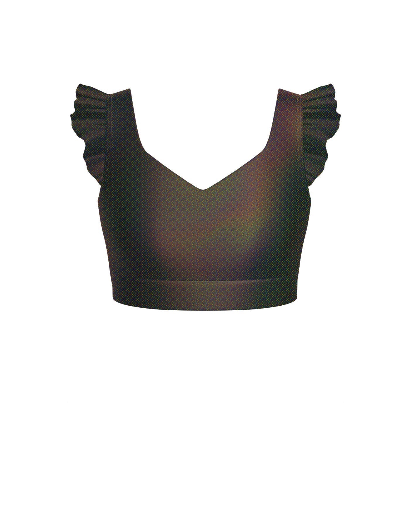 Hologram Sweetheart Crop Top Gather Sleeve