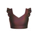 Hologram Sweetheart Crop Top Gather Sleeve