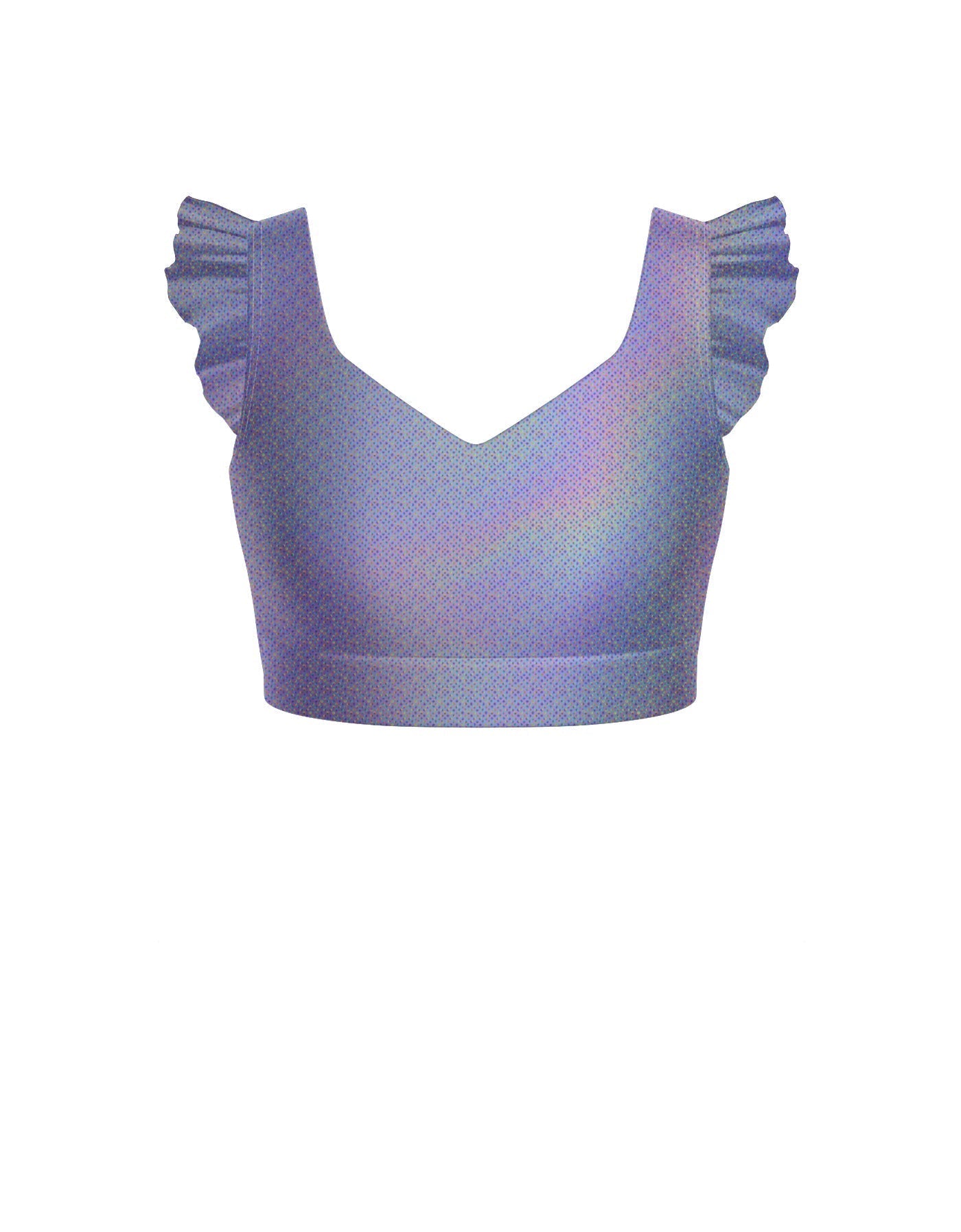 Hologram Sweetheart Crop Top Gather Sleeve
