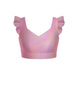 Hologram Sweetheart Crop Top Gather Sleeve