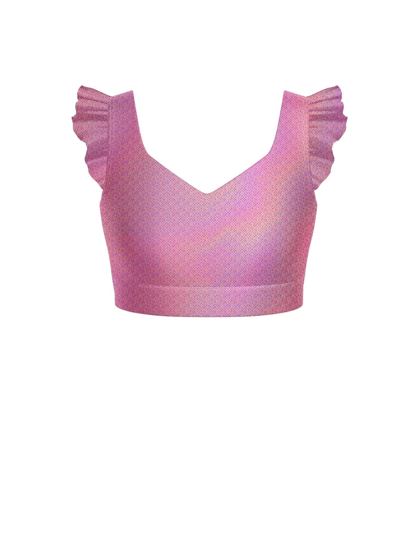 Hologram Sweetheart Crop Top Gather Sleeve