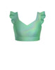 Hologram Sweetheart Crop Top Gather Sleeve