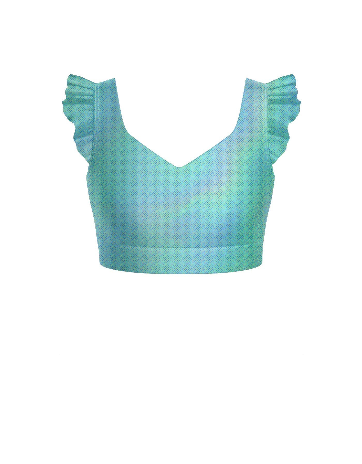 Hologram Sweetheart Crop Top Gather Sleeve