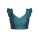 Hologram Sweetheart Crop Top Gather Sleeve