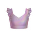 Hologram Sweetheart Crop Top Gather Sleeve