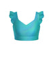 Hologram Sweetheart Crop Top Gather Sleeve