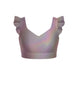 Hologram Sweetheart Crop Top Gather Sleeve
