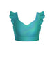 Hologram Sweetheart Crop Top Gather Sleeve