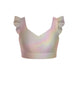 Hologram Sweetheart Crop Top Gather Sleeve