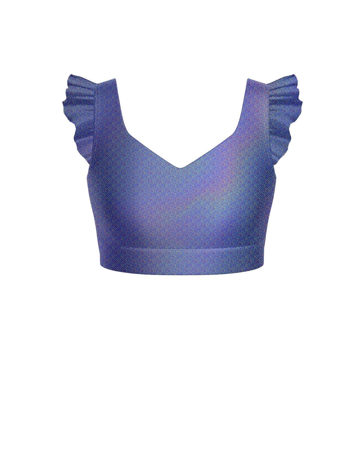 Hologram Sweetheart Crop Top Gather Sleeve