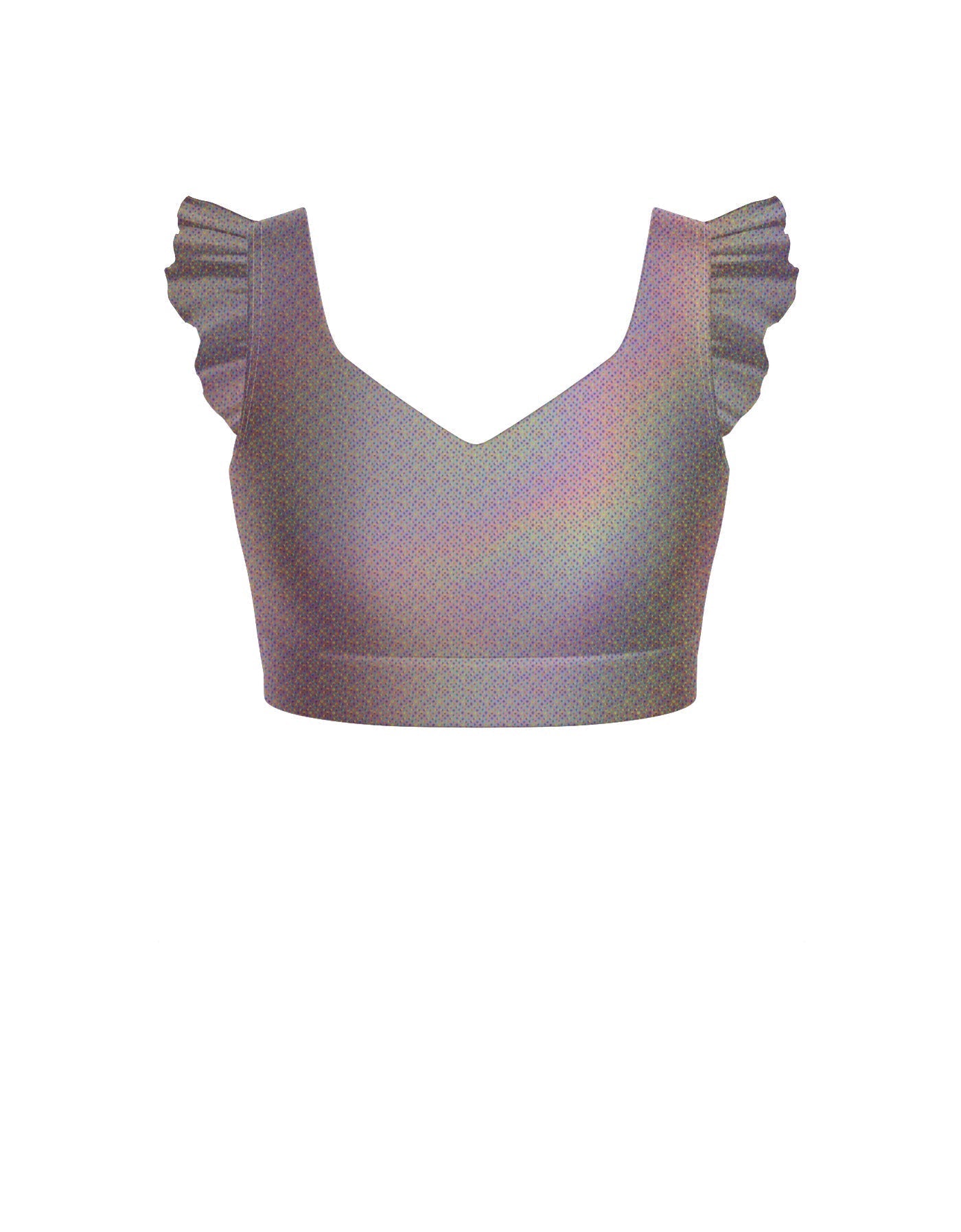 Hologram Sweetheart Crop Top Gather Sleeve
