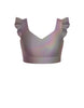 Hologram Sweetheart Crop Top Gather Sleeve