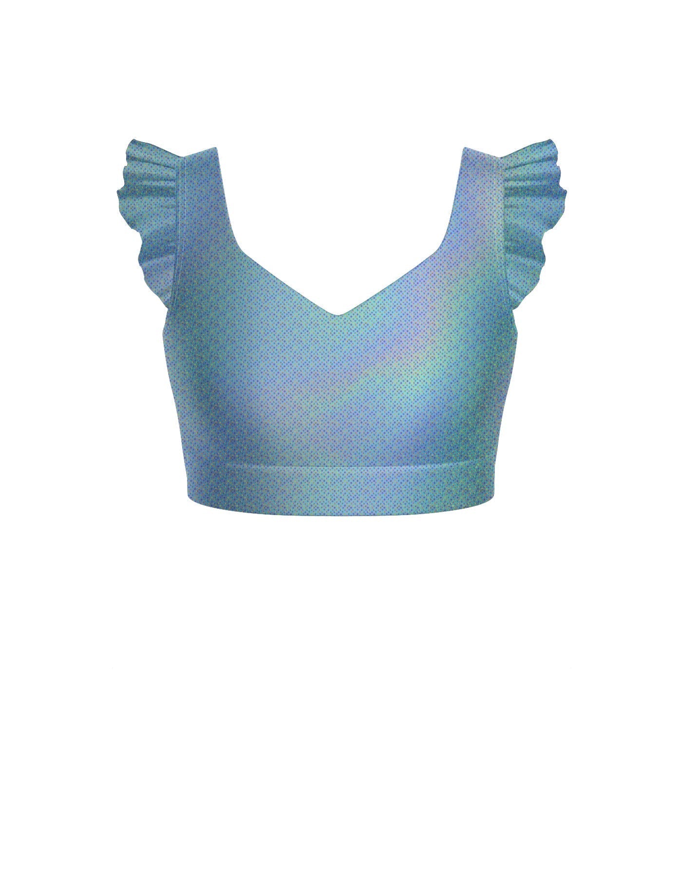 Hologram Sweetheart Crop Top Gather Sleeve