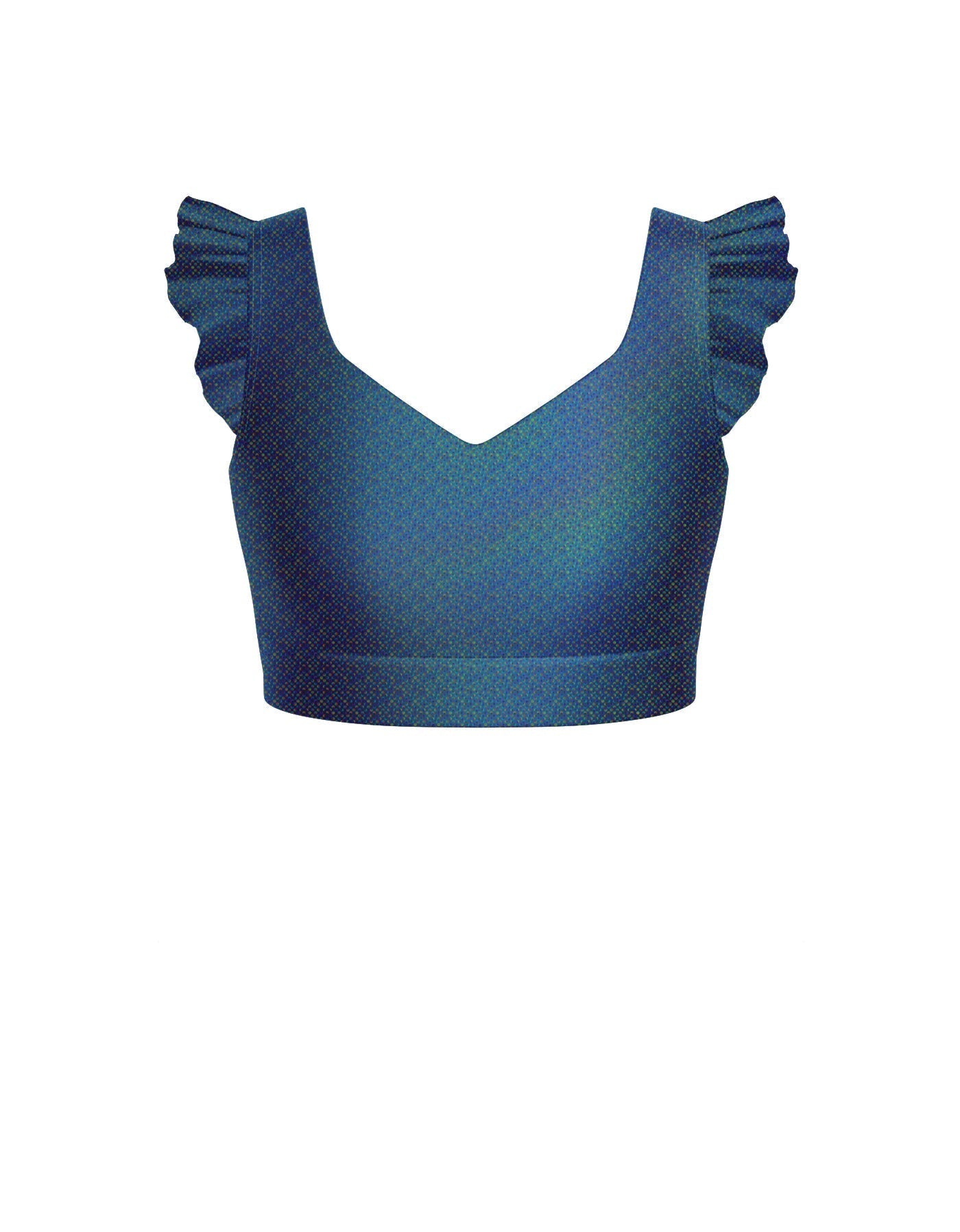 Hologram Sweetheart Crop Top Gather Sleeve