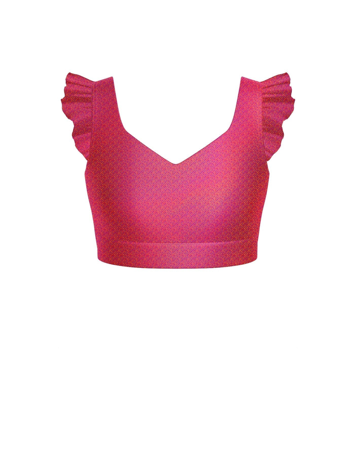 Hologram Sweetheart Crop Top Gather Sleeve