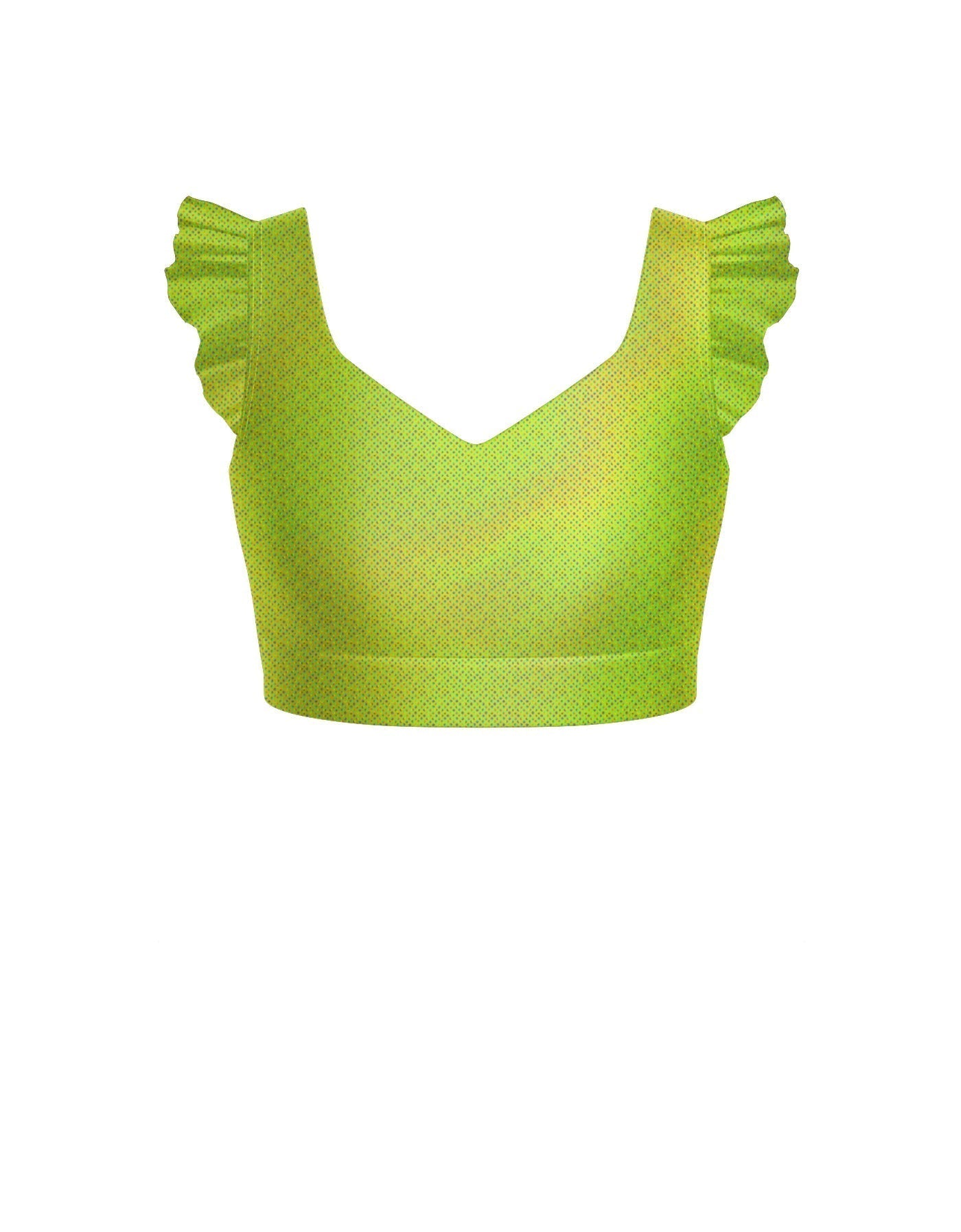 Hologram Sweetheart Crop Top Gather Sleeve