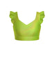 Hologram Sweetheart Crop Top Gather Sleeve