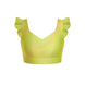 Hologram Sweetheart Crop Top Gather Sleeve