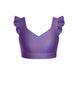 Hologram Sweetheart Crop Top Gather Sleeve