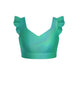 Hologram Sweetheart Crop Top Gather Sleeve