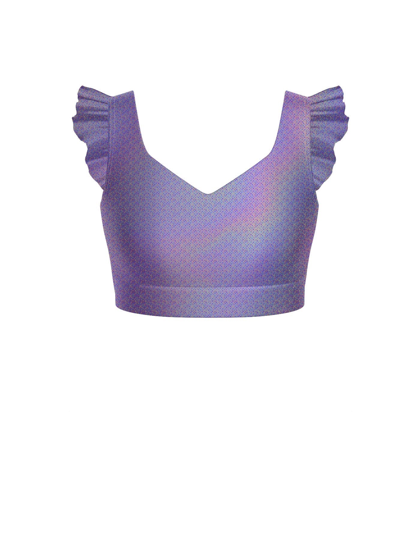 Hologram Sweetheart Crop Top Gather Sleeve