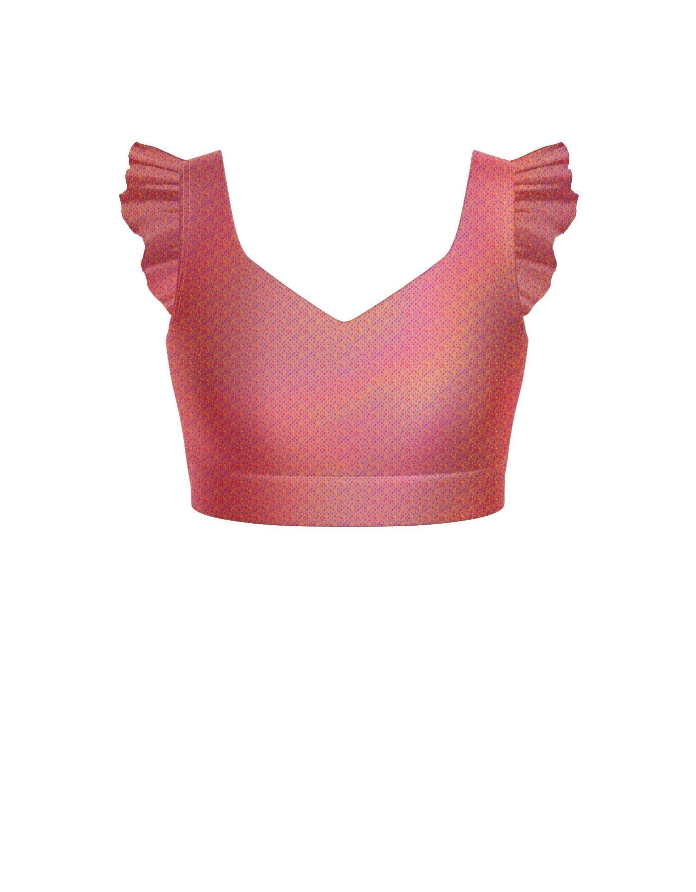 Hologram Sweetheart Crop Top Gather Sleeve
