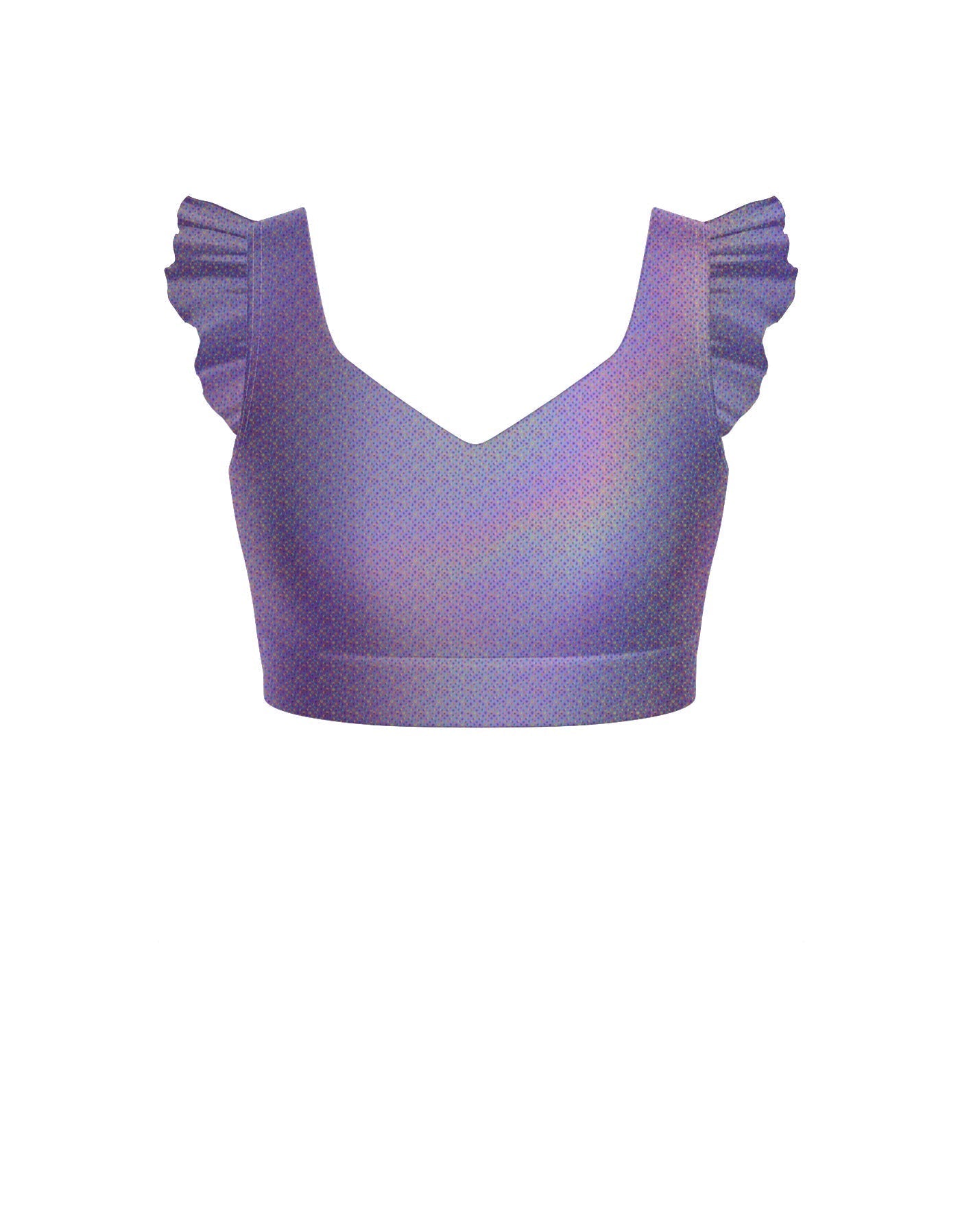 Hologram Sweetheart Crop Top Gather Sleeve