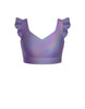 Hologram Sweetheart Crop Top Gather Sleeve